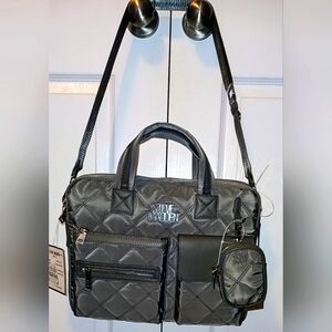 Steve Madden Gray Quilted Satchel with Adjustable Strap